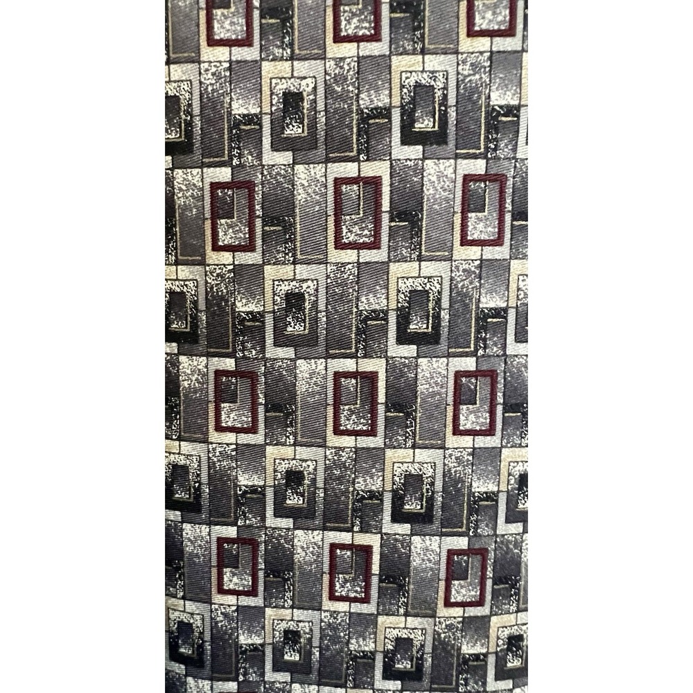 Silk Tie Lot 3 Barrington Croft & Barrow Momento Uno Red Grey Geometric Striped - Picture 3 of 13
